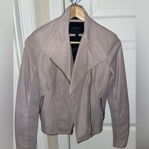 Pale pink leather biker jacket